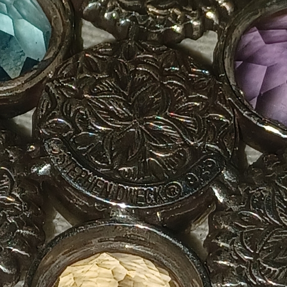 Stephen Dweck Vintage Multi-Stone Flower Motif Brooch, Sterling Silver - Picture 7 of 9